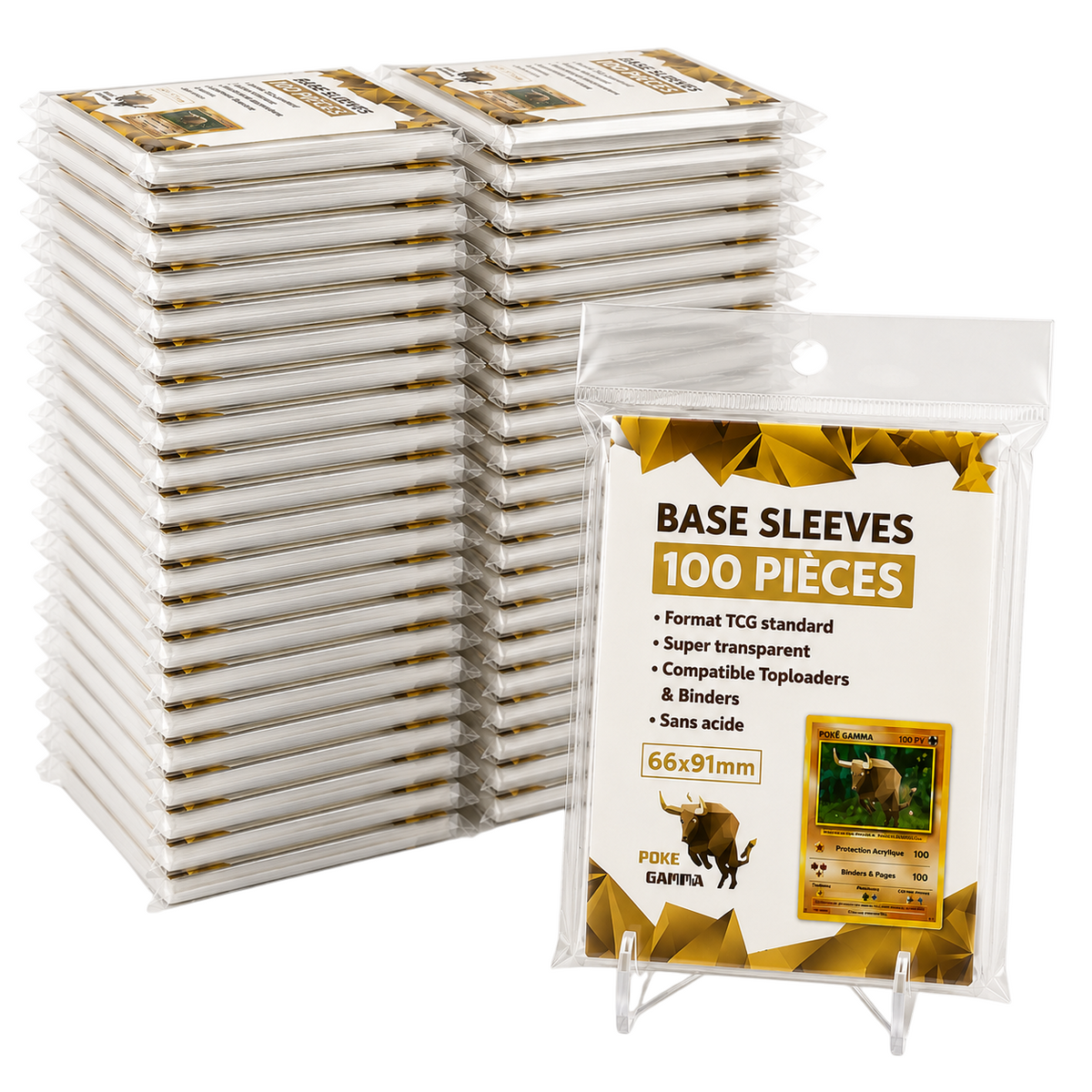 Pack 100 sleeves BASE format TCG standard 66x91mm - Pokémon, Magic, Lorcana, One Piece...