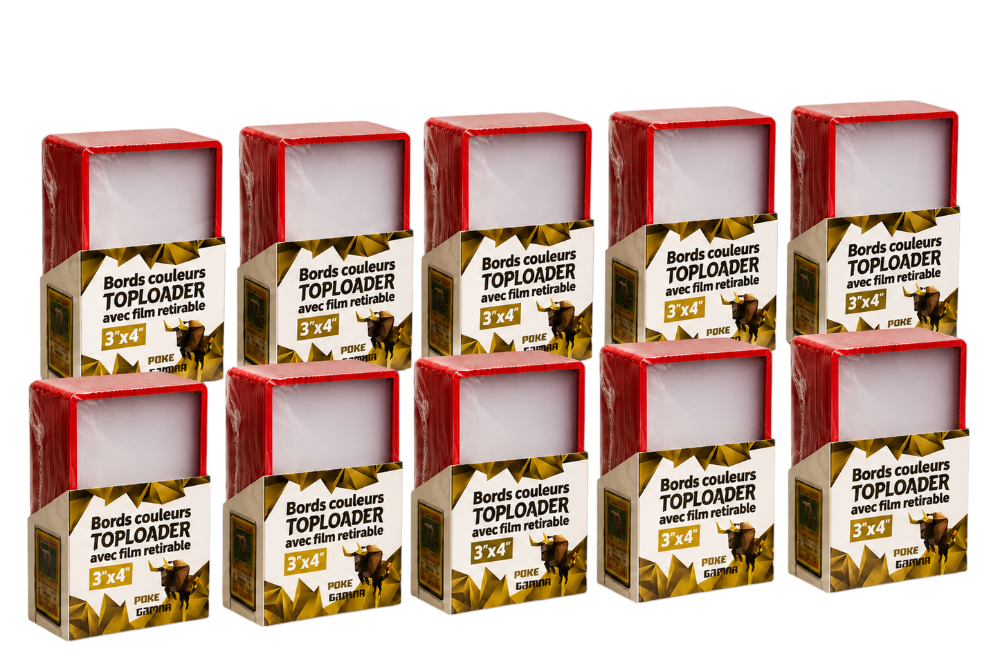 Lot de 25 toploaders PREMIUM bords couleur avec film à retirer pour cartes Pokémon