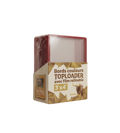 Lot de 25 toploaders PREMIUM bords couleur avec film à retirer pour cartes Pokémon