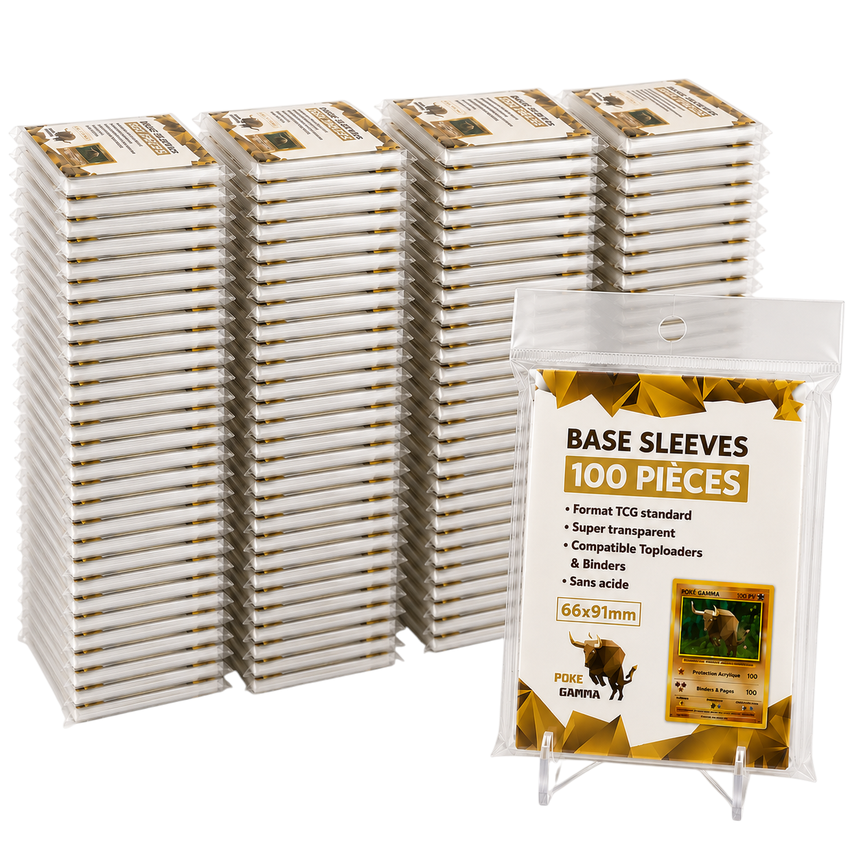 Pack 100 sleeves BASE format TCG standard 66x91mm - Pokémon, Magic, Lorcana, One Piece...