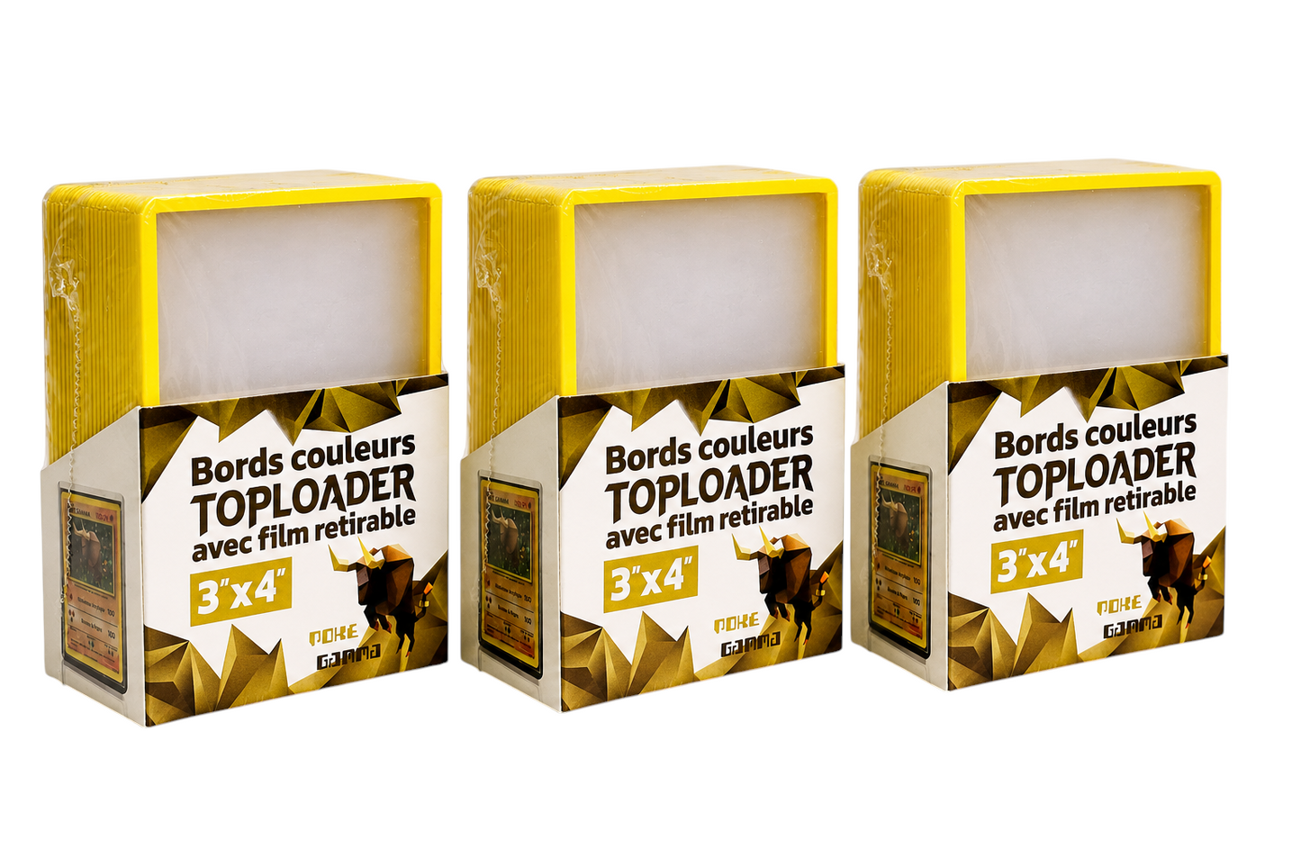 Lot de 25 toploaders PREMIUM bords couleur avec film à retirer pour cartes Pokémon