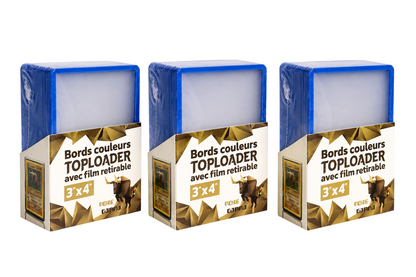 Lot de 25 toploaders PREMIUM bords couleur avec film à retirer pour cartes Pokémon