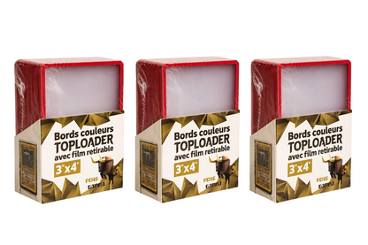 Lot de 25 toploaders PREMIUM bords couleur avec film à retirer pour cartes Pokémon