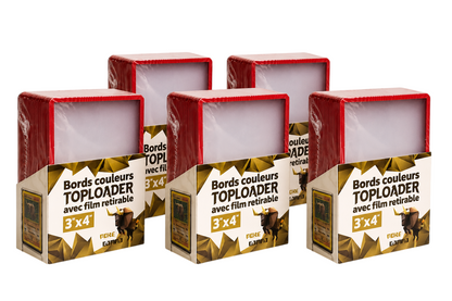 Lot de 25 toploaders PREMIUM bords couleur avec film à retirer pour cartes Pokémon