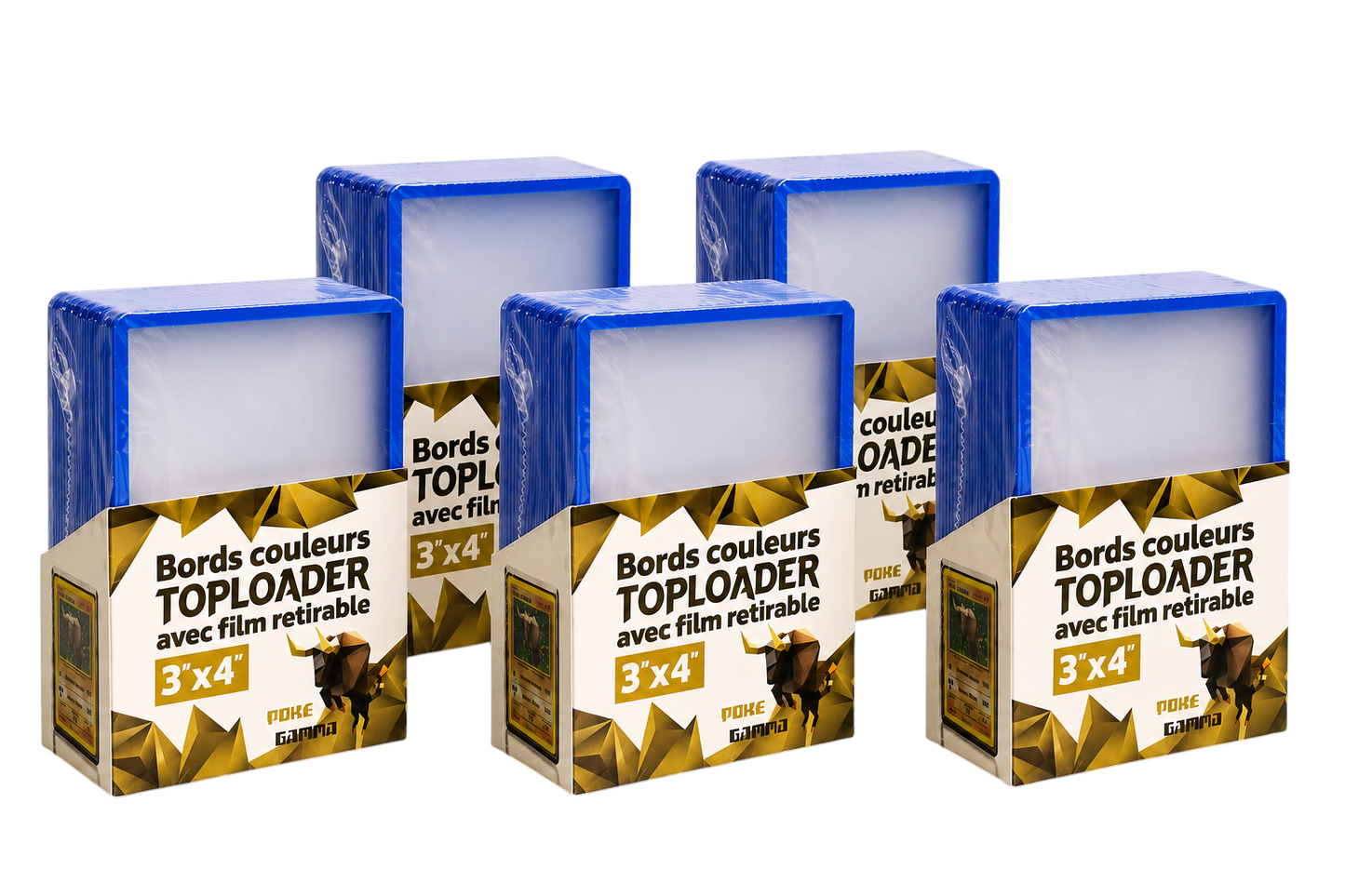 Lot de 25 toploaders PREMIUM bords couleur avec film à retirer pour cartes Pokémon