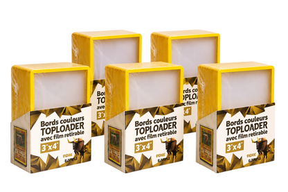 Lot de 25 toploaders PREMIUM bords couleur avec film à retirer pour cartes Pokémon