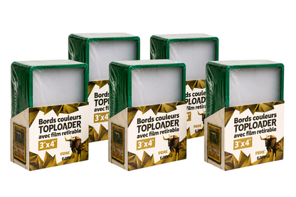 Lot de 25 toploaders PREMIUM bords couleur avec film à retirer pour cartes Pokémon