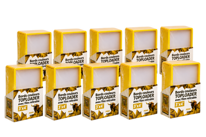 Lot de 25 toploaders PREMIUM bords couleur avec film à retirer pour cartes Pokémon