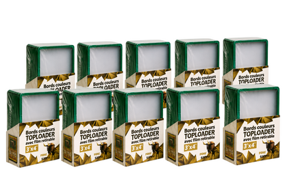 Lot de 25 toploaders PREMIUM bords couleur avec film à retirer pour cartes Pokémon