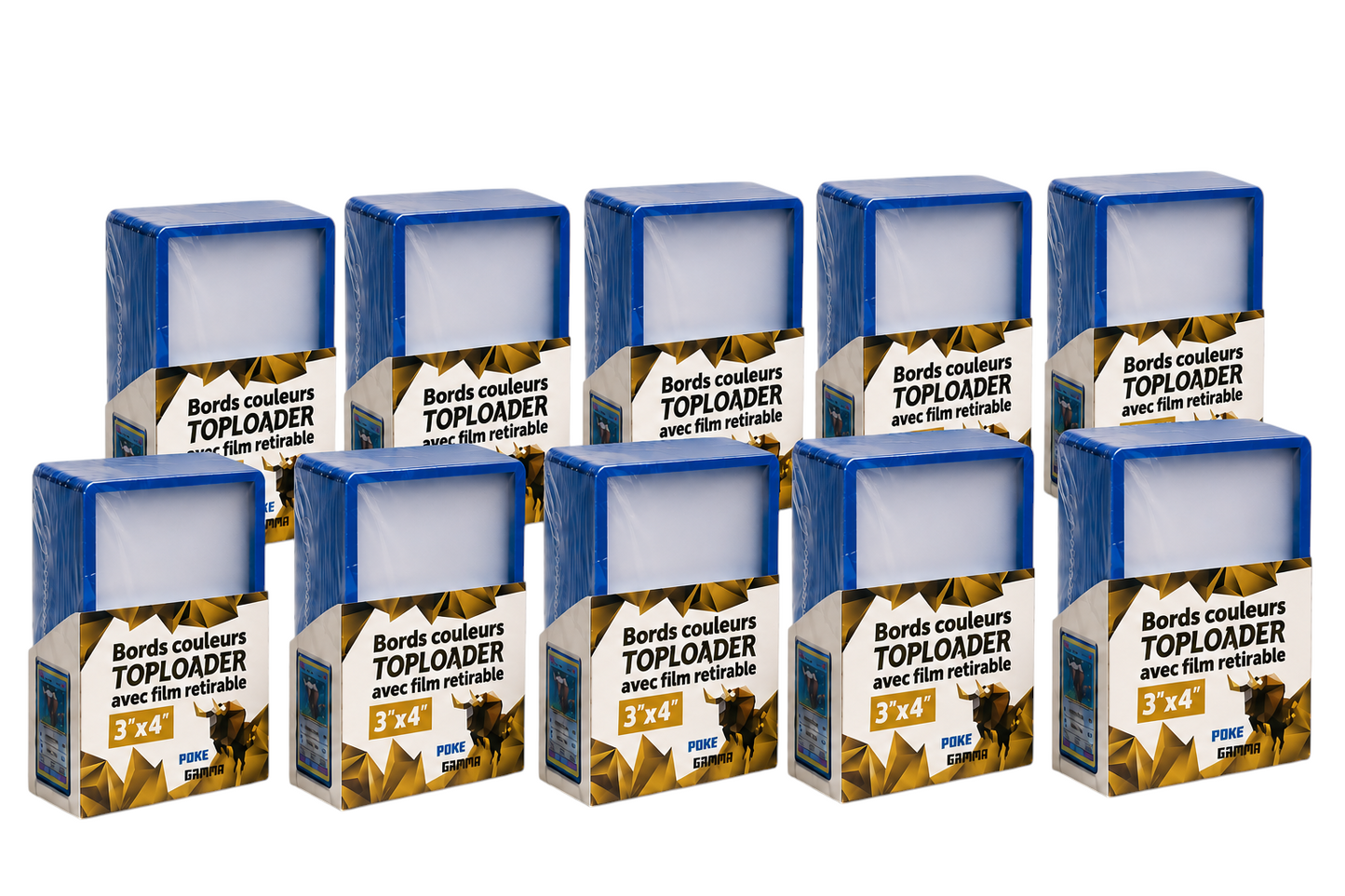 Lot de 25 toploaders PREMIUM bords couleur avec film à retirer pour cartes Pokémon