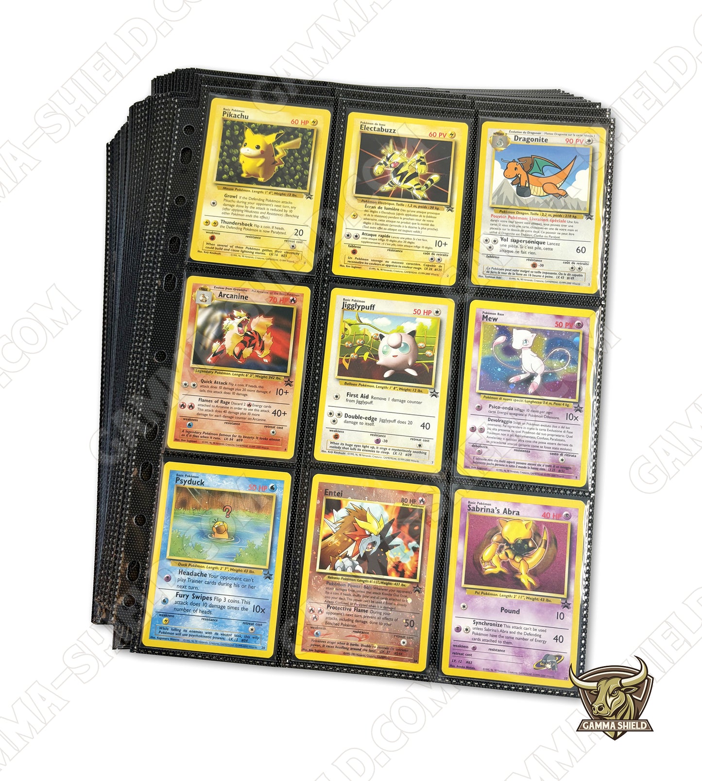 Lot 50 pages noires haute qualité pour classeurs A4 à rangement latéral pour cartes Pokémon